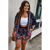 Plus Size Florl Print Loose Fit Elastic Short Sets - MVTFASHION.COM