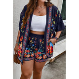 Plus Size Florl Print Loose Fit Elastic Short Sets - MVTFASHION.COM