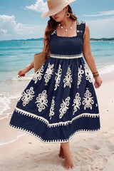 Plus Size Geo Print A Line Sleeveless Dress - MVTFASHION.COM