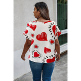 Plus Size Heart Print Ruffle Hem Sleeve Shirt - MVTFASHION.COM