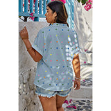 Plus Size Hearts Print Button Down Loose Blouse - MVTFASHION.COM