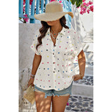 Plus Size Hearts Print Button Down Loose Blouse - MVTFASHION.COM