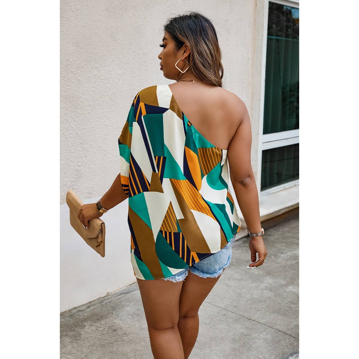 Plus Size One Shoulder Asymmetrical Hem Blouse - MVTFASHION.COM