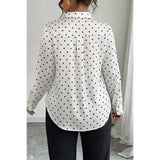 Plus Size Polka Dot Button Up Long Sleeve Shirt - MVTFASHION.COM