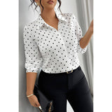 Plus Size Polka Dot Button Up Long Sleeve Shirt - MVTFASHION.COM
