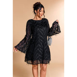 Plus Size Sequin Fringe Lace Short Dress - MVTFASHION.COM