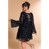Plus Size Sequin Fringe Lace Short Dress - MVTFASHION.COM