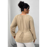 Plus Size Solid Crossed Long Sleeves Top - MVTFASHION.COM