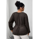 Plus Size Solid Crossed Long Sleeves Top - MVTFASHION.COM
