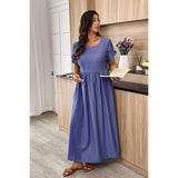 Plus Size Solid Elegant Sleeve A Line Full Dress - MVTFASHION.COM