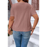 Plus Size Solid Hollow Out Puff Sleeves Shirt - MVTFASHION.COM