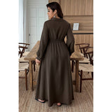 Plus Size Solid Minimalist Button Full Fit Dress - MVTFASHION.COM