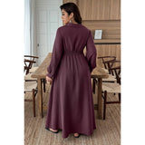 Plus Size Solid Minimalist Button Full Fit Dress - MVTFASHION.COM