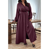 Plus Size Solid Minimalist Button Full Fit Dress - MVTFASHION.COM