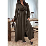 Plus Size Solid Minimalist Button Full Fit Dress - MVTFASHION.COM