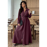 Plus Size Solid Minimalist Button Full Fit Dress - MVTFASHION.COM