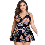 Plus Size Solid Ruffle V Neck Fit Swimsuits - MVTFASHION.COM
