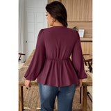 Plus Size Solid V Neck Lace Patchwork Shirt - MVTFASHION.COM