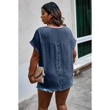 Plus Size Swiss Dot Solid Round Neck Loose Shirt - MVTFASHION.COM