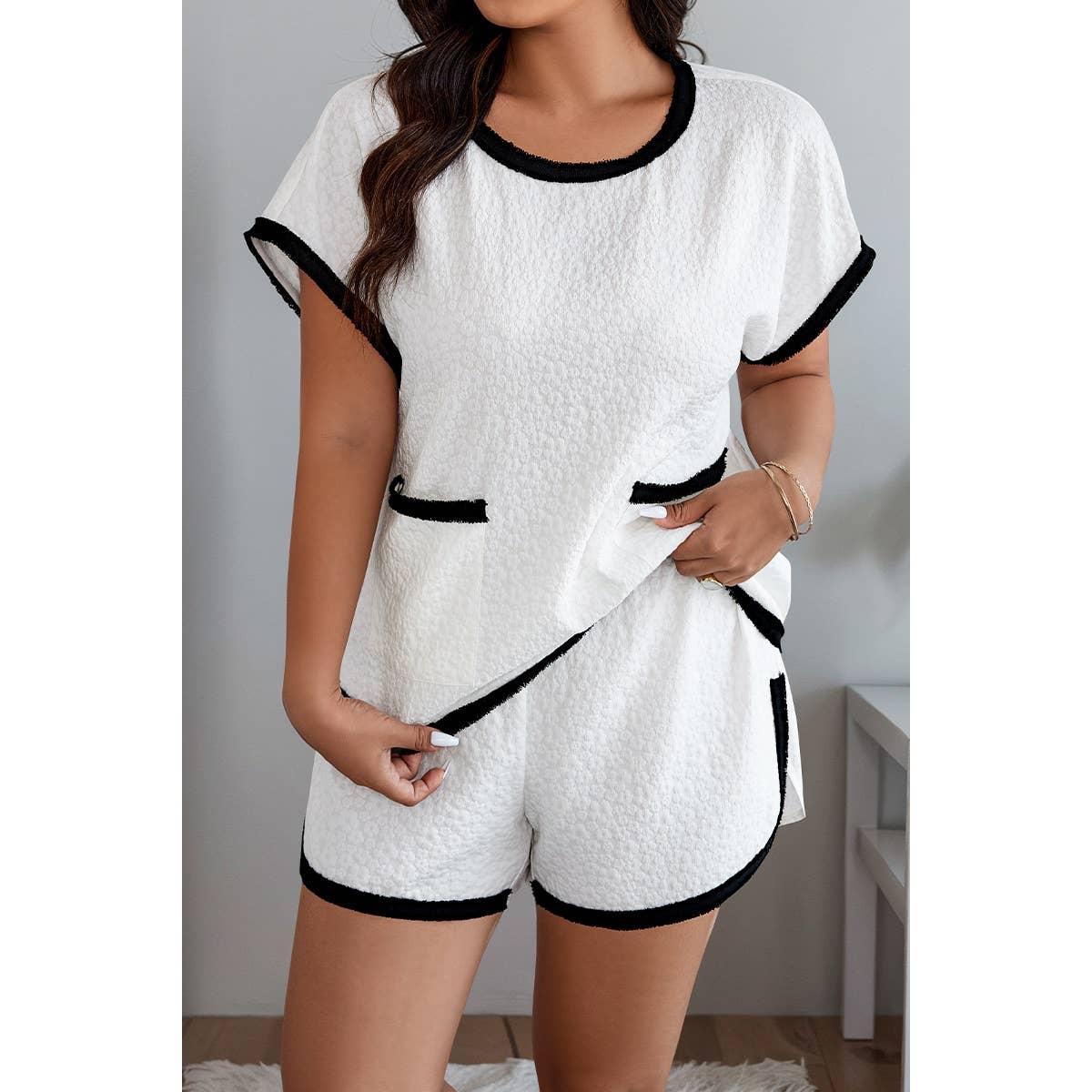 Plus Size Two Pieces Pocket Elastic Waist Sets - MVTFASHION.COM