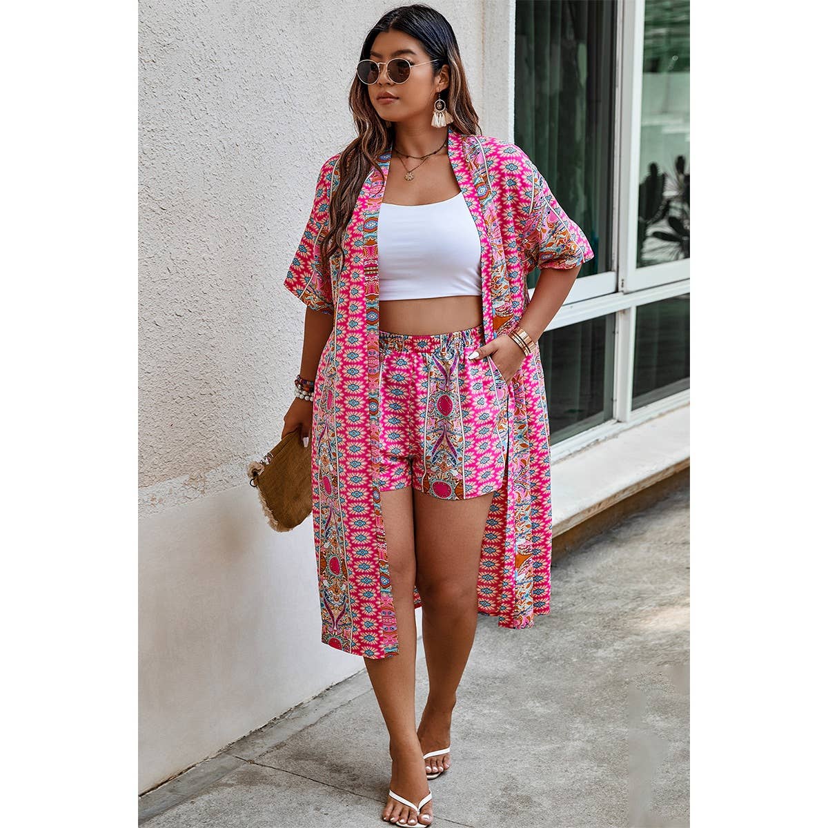 Plus Size Two Pieces Printed Elastic Waist Sets - MVTFASHION.COM