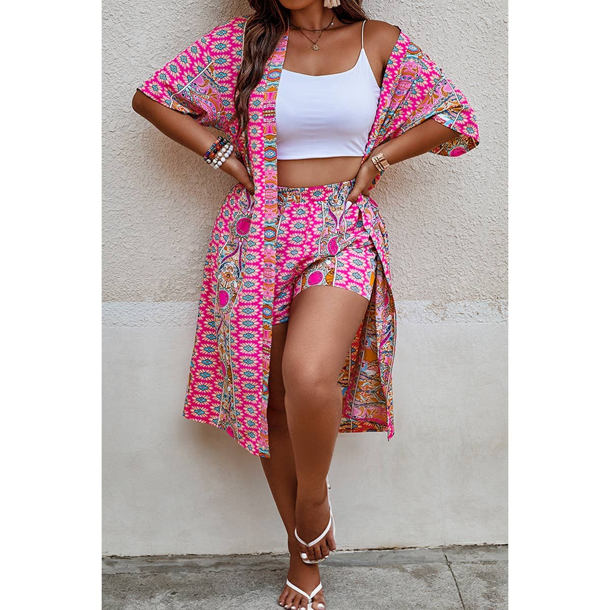 Plus Size Two Pieces Printed Elastic Waist Sets - MVTFASHION.COM