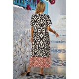 Plus Size V Neck Allover Print Loose Fit Dress - MVTFASHION.COM