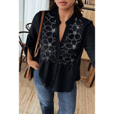 Plus Size V Neck Button Down Long Sleeve Shirts - MVTFASHION.COM