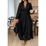 Plus Size V Neck Textured Lace Maxi Dress - MVTFASHION.COM