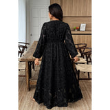 Plus Size V Neck Textured Lace Maxi Dress - MVTFASHION.COM