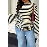 Plus Size Wide Long Sleeves Strip Fit Shirt - MVTFASHION.COM