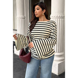 Plus Size Wide Long Sleeves Strip Fit Shirt - MVTFASHION.COM