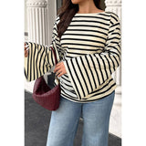 Plus Size Wide Long Sleeves Strip Fit Shirt - MVTFASHION.COM