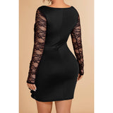 Plus Size Wrap Lace Cross Mini Dress - MVTFASHION.COM