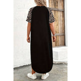 Plus Size Zipper Leopard Print Loose Fit Dress - MVTFASHION.COM