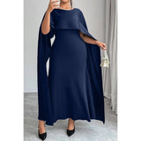 Plus Solid Elegant Long Tight Fitting Shawl Dress - MVTFASHION.COM