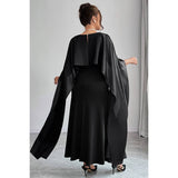 Plus Solid Elegant Long Tight Fitting Shawl Dress - MVTFASHION.COM