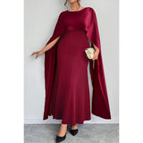 Plus Solid Elegant Long Tight Fitting Shawl Dress - MVTFASHION.COM