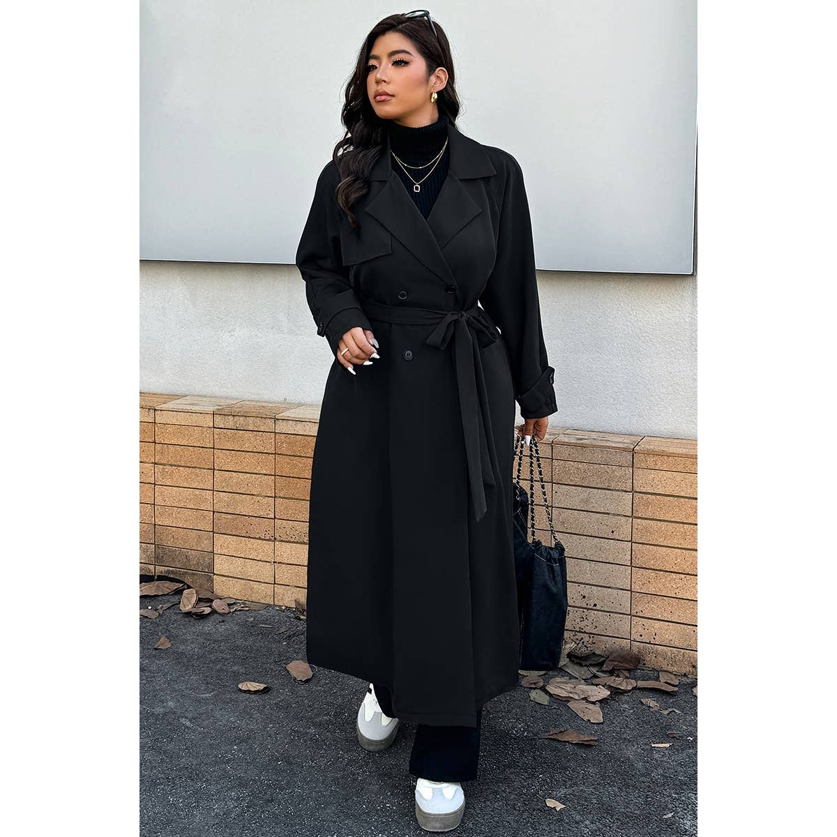 Plus Stand Collar Double Breasted Long Body Coat - MVTFASHION.COM