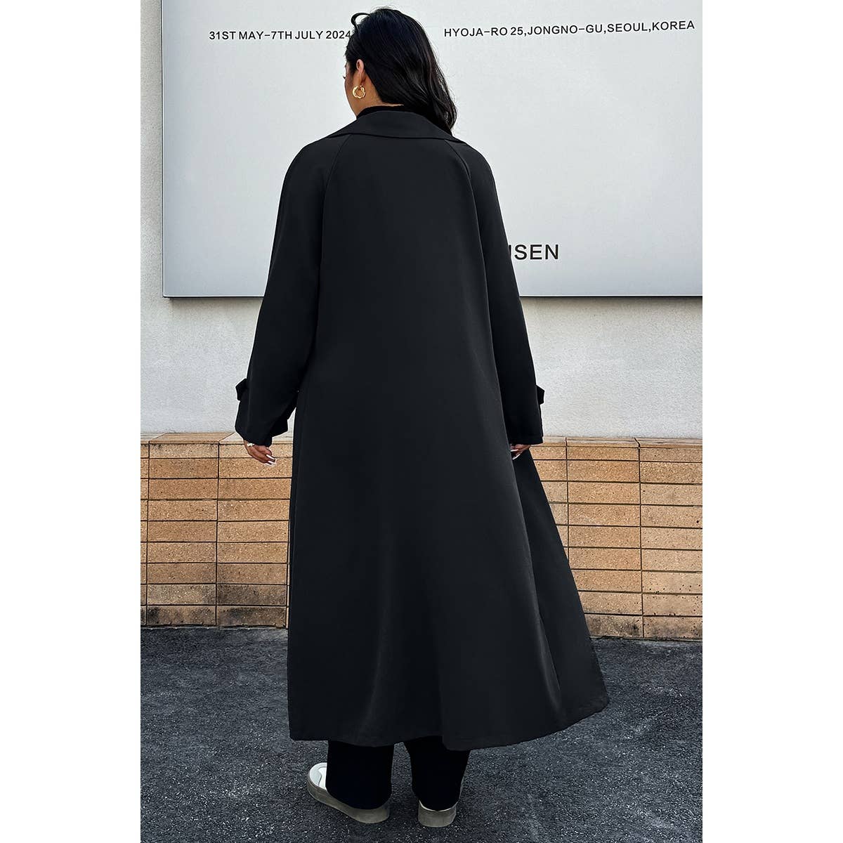 Plus Stand Collar Double Breasted Long Body Coat - MVTFASHION.COM