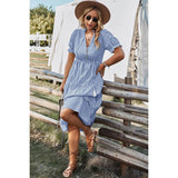 Plus Strip Button Trim Tassel Ruffle Hem Dress - MVTFASHION.COM