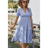 Plus Strip Button Trim Tassel Ruffle Hem Dress - MVTFASHION.COM