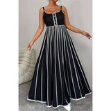Plus Striped Print Color Block Sleeveless Dress - MVTFASHION.COM