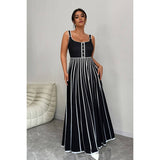 Plus Striped Print Color Block Sleeveless Dress - MVTFASHION.COM