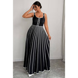 Plus Striped Print Color Block Sleeveless Dress - MVTFASHION.COM