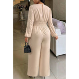 Plus Waist Band Bell Sleeve Wide Leg Jumpsuit - MVTFASHION.COM