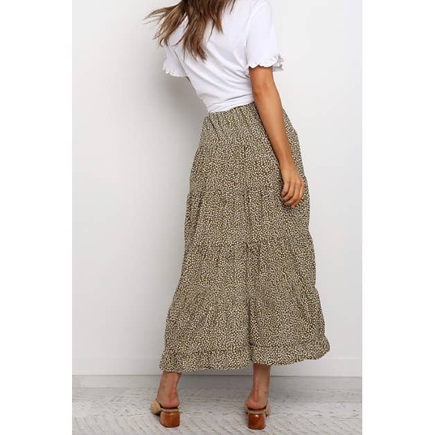 Polka Dot Ruffled Maxi Skirts - MVTFASHION.COM