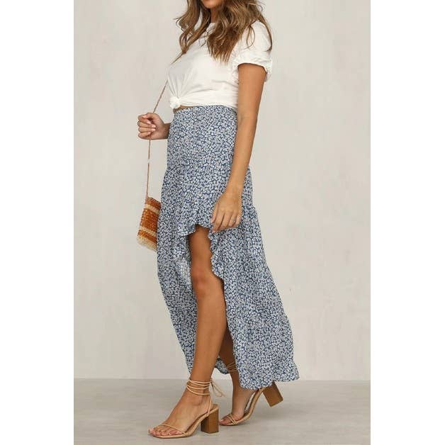 Polka Dot Ruffled Maxi Skirts - MVTFASHION.COM