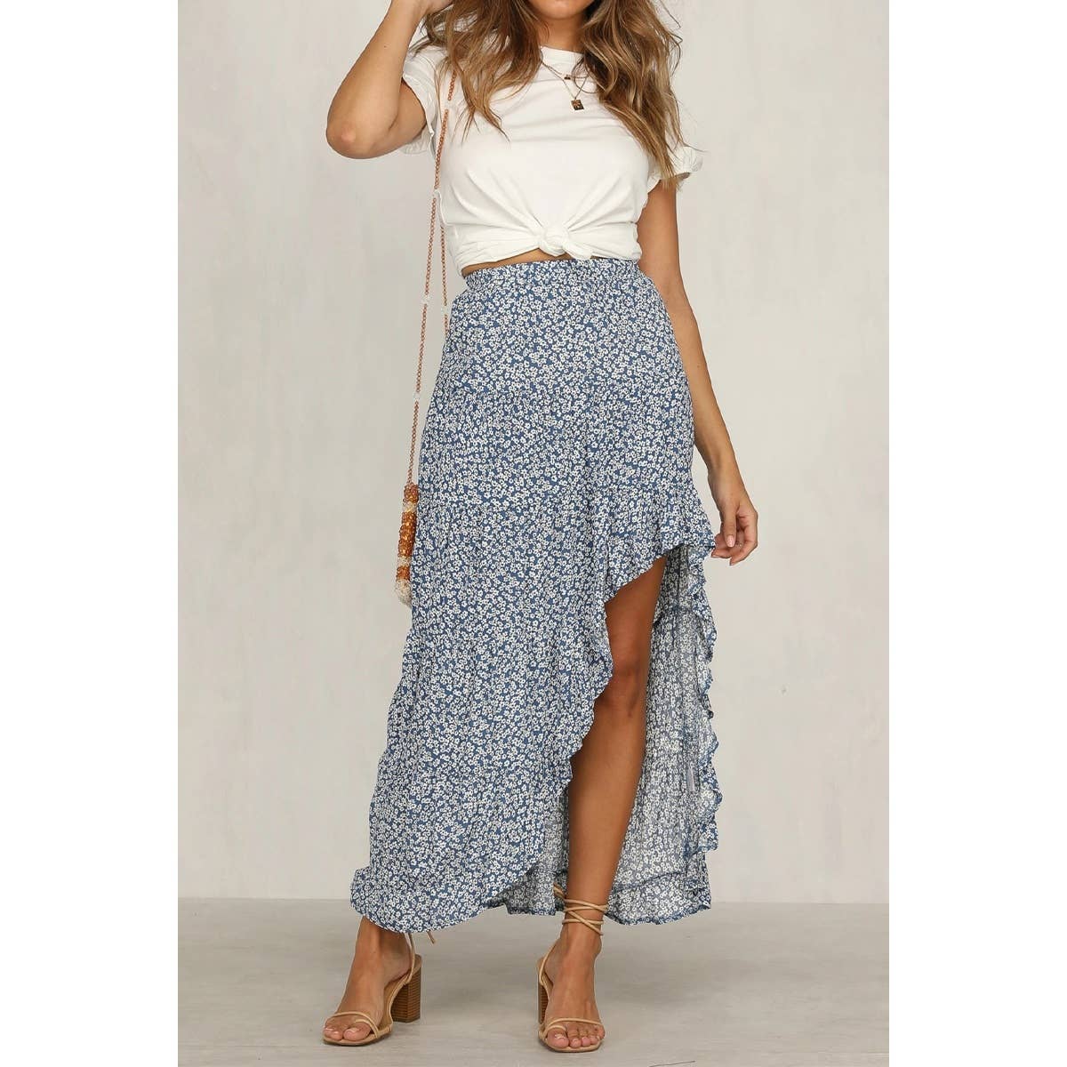 Polka Dot Ruffled Maxi Skirts - MVTFASHION.COM