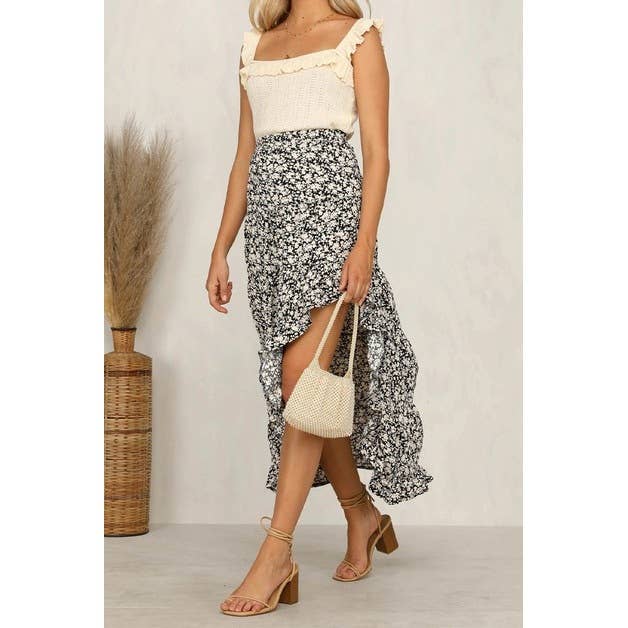 Polka Dot Ruffled Maxi Skirts - MVTFASHION.COM